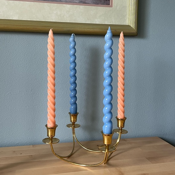 Vintage Other - Vintage Polished Brass Sitting Candelabra